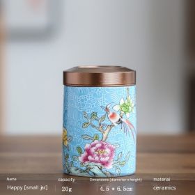 Enamel Color Small Size Mini Tea Jar Handmade Alloy Ceramic Airtight Storage Tea Weaker Portable (Option: Sky blue-Small)