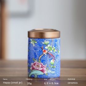 Enamel Color Small Size Mini Tea Jar Handmade Alloy Ceramic Airtight Storage Tea Weaker Portable (Option: Blue-Small)