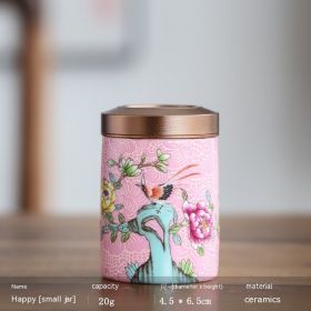 Enamel Color Small Size Mini Tea Jar Handmade Alloy Ceramic Airtight Storage Tea Weaker Portable (Option: Pink-Small)
