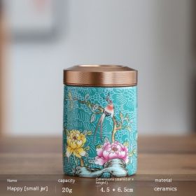 Enamel Color Small Size Mini Tea Jar Handmade Alloy Ceramic Airtight Storage Tea Weaker Portable (Option: Lake blue-Small)